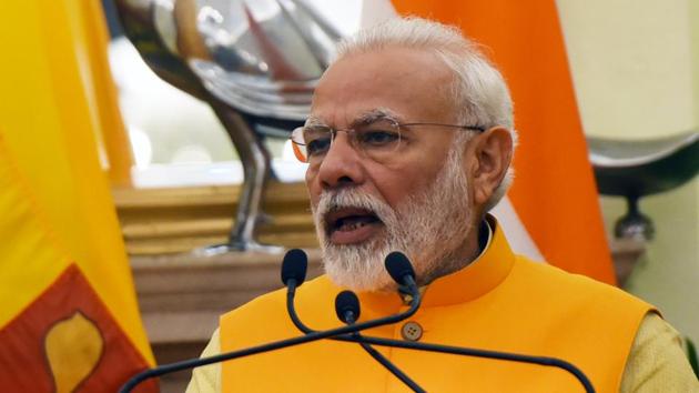 Prime Minister Narendra Modi at Hyderabad House in New Delhi. (Mohd Zakir/HT PHOTO) Prime Minister Narendra Modi at Hyderabad House in New Delhi. (Mohd Zakir/HT PHOTO)