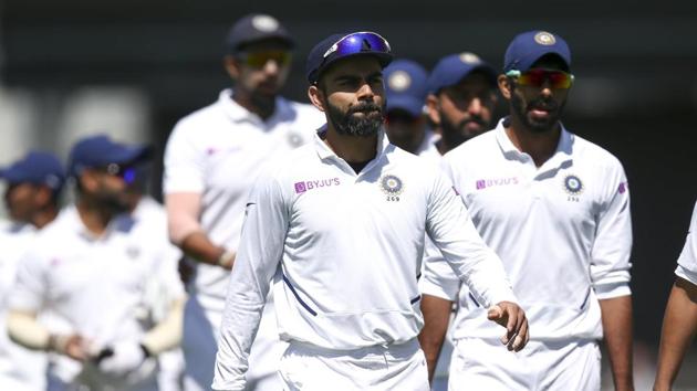 Virat Kohli of India leads his team off the field(Getty Images)