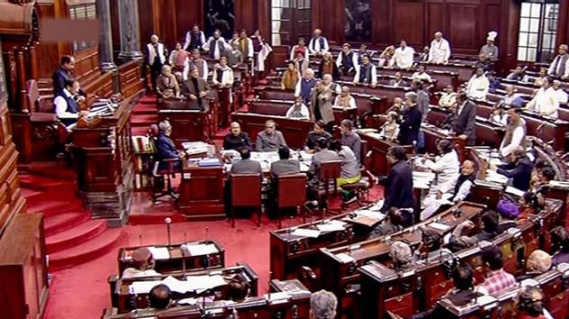 Rajya Sabha Chairman M Venkaiah Naidu conducts proceedings of the House as Congress MPs protest during the Winter Session of Parliament, in New Delhi. (PTI) Rajya Sabha Chairman M Venkaiah Naidu conducts proceedings of the House as Congress MPs protest during the Winter Session of Parliament, in New Delhi. (PTI)