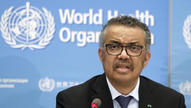 Tedros Adhanom Ghebreyesus, Director General of the World Health Organization (WHO), addresses a press conference about the update on COVID-19 at the World Health Organization headquarters in Geneva, Switzerland, Feb. 24, 2020.(AP)