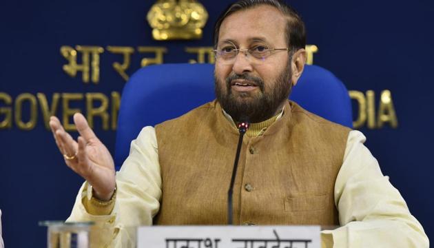 Union Ministers Prakash Javadekar(Sanjeev Verma/HT PHOTO)