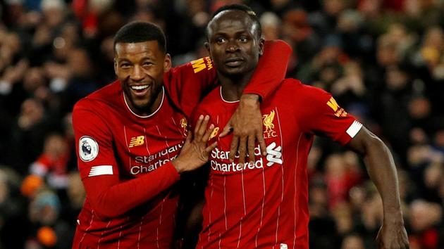 Liverpool's Sadio Mane celebrates scoring a goal with Georginio Wijnaldum. (REUTERS) Liverpool's Sadio Mane celebrates scoring a goal with Georginio Wijnaldum. (REUTERS)