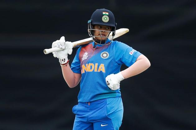 Opener Shafali Verma looks on during India’s ICC Women’s World Cup clash against New Zealand at Junction Oval in Melbourne on Thursday. (icc/ twitter)