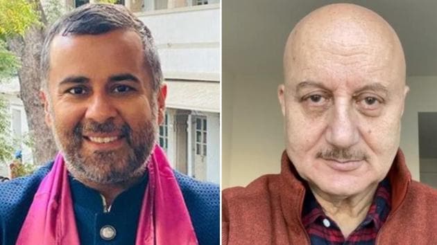 Chetan Bhagat and Anupam Kher exchanged views on Twitter on the violence in Delhi.(Instagram)