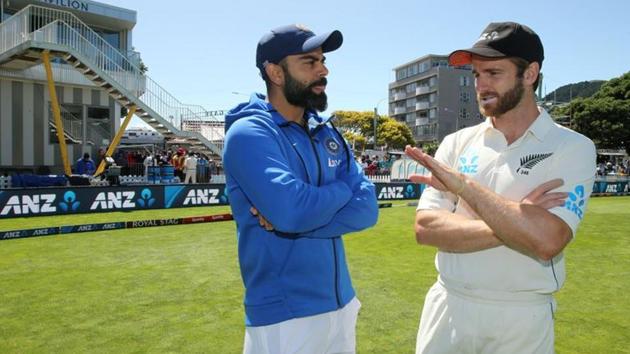 New Zealand's Kane Williamson talks to India's Virat Kohli.(REUTERS)