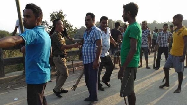An armed group of non-tribals attacked another group protesting against the CAA in Meghalaya(HT Photo)