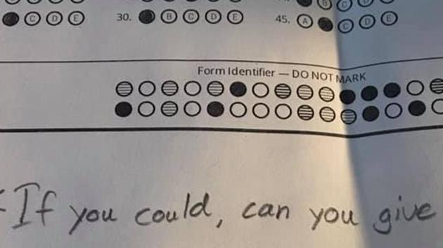 The kid’s teacher Winston Lee shared an image of the test paper on Facebook.(Facebook/Winston Lee)