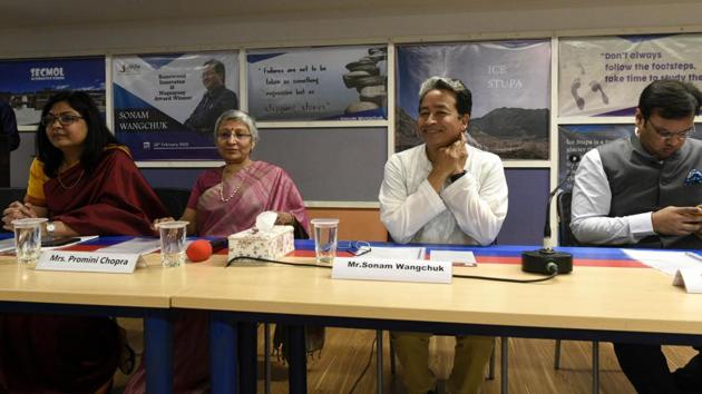 Noted education reformist and innovator, Sonam Wangchuk in Lucnow to attend the 14th National Conference IIC 2020 as chief guest at Jaipuria Institute of Management.(Dheeraj Dhawan / HT photo) Noted education reformist and innovator, Sonam Wangchuk in Lucnow to attend the 14th National Conference IIC 2020 as chief guest at Jaipuria Institute of Management.(Dheeraj Dhawan / HT photo)