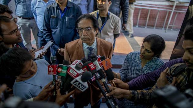 Sunil Kumar, medical superintendent at the Guru Tegh Bahadur Hospital, speaks to media outside the hospital's emergency ward in Delhi. Kumar said that at least 30% of those injured had gunshot injuries and an equal number suffered blunt force trauma. (Prashanth Vishwanathan / Bloomberg)