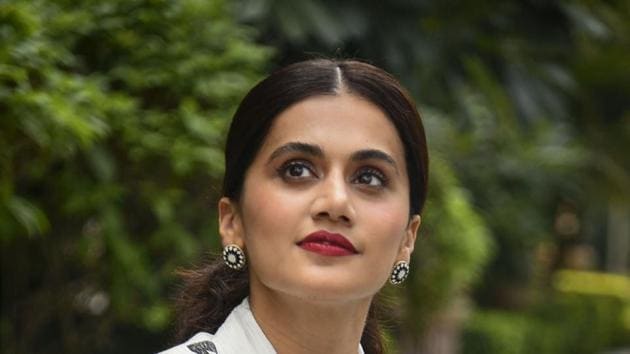 Taapsee Pannu during the promotion of Thappad, in New Delhi.(PTI)