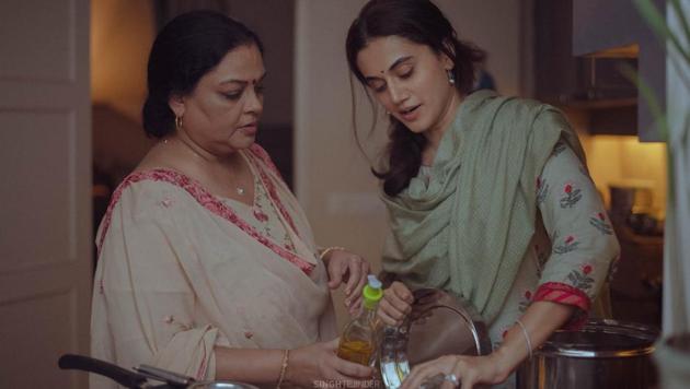 Tanvi Azmi and Taapsee Pannu in a still from Thappad. Tanvi Azmi and Taapsee Pannu in a still from Thappad.