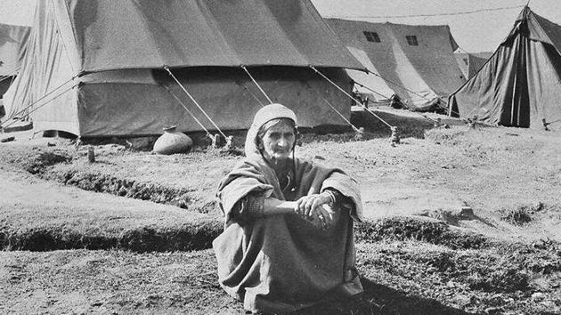 A Kashmiri Pandit woman at a refugee camp.