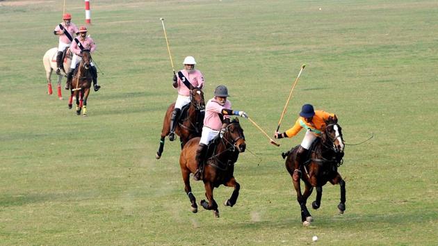 Players in action during the Heritage Polo match at New Polo Ground in Patiala, Punjab. (Bharat Bhushan / HT Photo ) Players in action during the Heritage Polo match at New Polo Ground in Patiala, Punjab. (Bharat Bhushan / HT Photo )