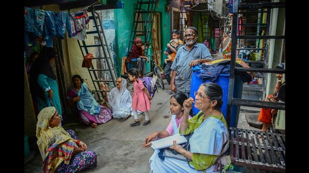 The neighbourhood in Inam Nagar, Tadiwala road, where Hindu and Muslim people live together, in Pune, Maharashtra. (Milind Saurkar / HT Photo) The neighbourhood in Inam Nagar, Tadiwala road, where Hindu and Muslim people live together, in Pune, Maharashtra. (Milind Saurkar / HT Photo)