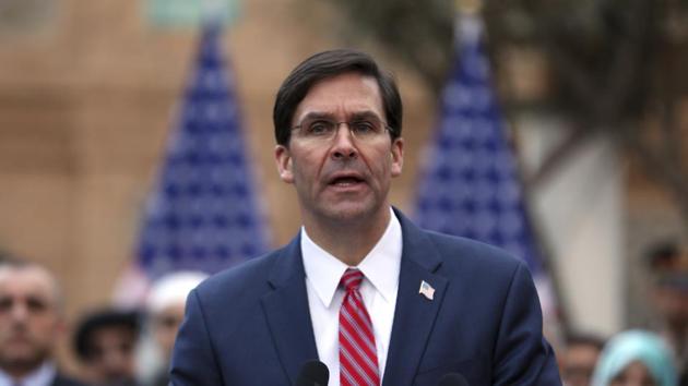 U.S. Secretary of Defense Mark Esper, speaks during a joint news conference in presidential palace in Kabul, Afghanistan, Saturday, Feb. 29, 2020.(AP) U.S. Secretary of Defense Mark Esper, speaks during a joint news conference in presidential palace in Kabul, Afghanistan, Saturday, Feb. 29, 2020.(AP)