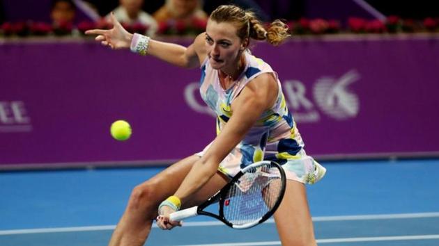 Czech Republic's Petra Kvitova in action during her semi final match against Australia's Ashleigh Barty.(REUTERS)