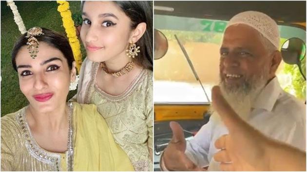 Raveena Tandon shared videos of the rickshaw driver. Raveena Tandon shared videos of the rickshaw driver.
