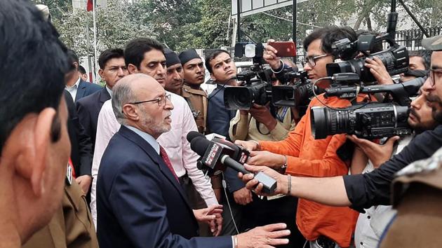 Delhi Lt Governor Anil Baijal interacts with media during his visit to the communal violence affected area of Maujpur, in Delhi.(HT Photo) Delhi Lt Governor Anil Baijal interacts with media during his visit to the communal violence affected area of Maujpur, in Delhi.(HT Photo)