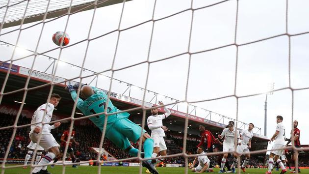 Bournemouth's Jefferson Lerma scores their first goal.(REUTERS)