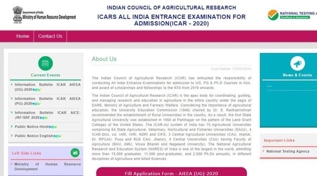 NTA ICAR AIEEA 2020. (Screengrab) NTA ICAR AIEEA 2020. (Screengrab)