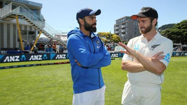 New Zealand's Kane Williamson talks to India's Virat Kohli after New Zealand beat India in the First Test.(REUTERS)