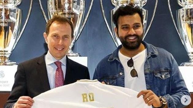 Real Madrid Present Rohit Sharma With Customised Jersey At Bernabeu Hindustan Times