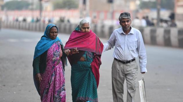 Elderly residents leave the site of clashes on the road connecting Maujpur and Jafrabad on February 25. At least 122 houses, 322 shops and 301 vehicles were gutted or completely damaged during the violence. (Raj K Raj / HT Photo)