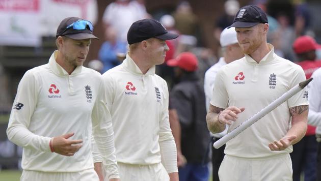 England's captain Joe Root, left, Ollie Pope and Ben Stokes (AP) England's captain Joe Root, left, Ollie Pope and Ben Stokes (AP)