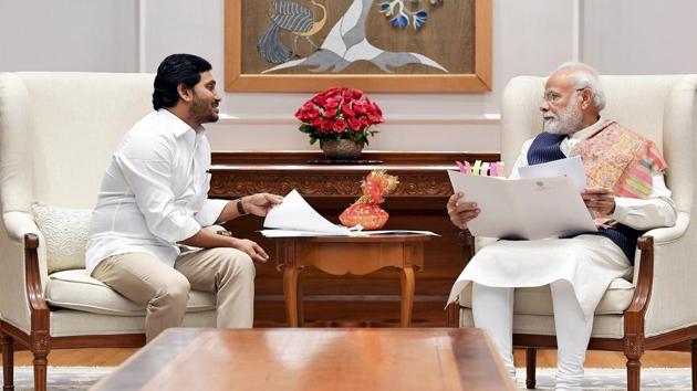 Prime Minister Narendra Modi during a meeting with Andhra Pradesh Chief Minister YS Jagan Mohan Reddy, in New Delhi on February 12, 2020. (PTI) Prime Minister Narendra Modi during a meeting with Andhra Pradesh Chief Minister YS Jagan Mohan Reddy, in New Delhi on February 12, 2020. (PTI)