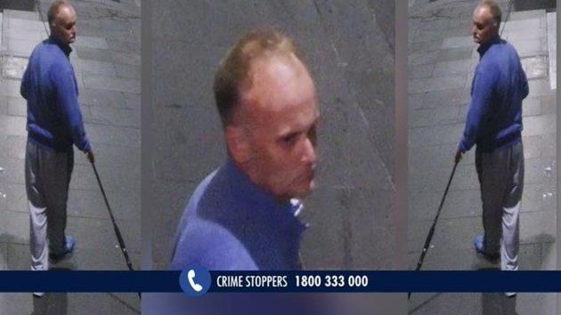 Police released the footage as they attempt to net the balding, middle-aged thief. (Victoria Police/official Twitter) Police released the footage as they attempt to net the balding, middle-aged thief. (Victoria Police/official Twitter)