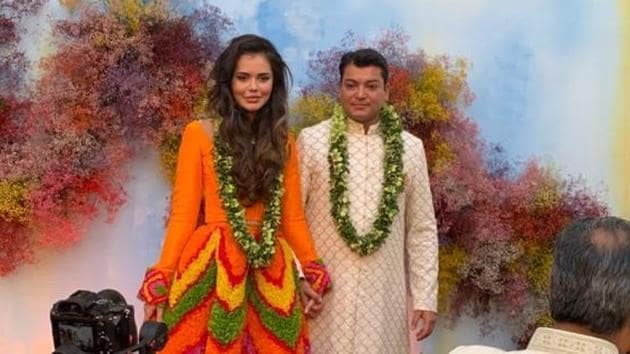 Rewant and Karishma Ruia at one of their receptions.