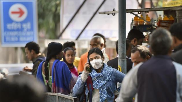 New Delhi: A young woman wearing a protective mask in the wake of novel coronavirus or COVID-19 outbreak, speaks on the phone at RML Hospital in New Delhi, Tuesday, March 3, 2020. India on Monday reported two new cases of the virus, including one from the national capital. The virus has so far killed more than 3,000 people globally. (PTI Photo/Ravi Choudhary)(PTI03-03-2020_000069A)(PTI) New Delhi: A young woman wearing a protective mask in the wake of novel coronavirus or COVID-19 outbreak, speaks on the phone at RML Hospital in New Delhi, Tuesday, March 3, 2020. India on Monday reported two new cases of the virus, including one from the national capital. The virus has so far killed more than 3,000 people globally. (PTI Photo/Ravi Choudhary)(PTI03-03-2020_000069A)(PTI)