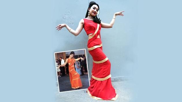 Queen has a fun time doing the twist, draped in the classic Mumtaz-style sari from the film Brahmachari. (Wardrobe: Karishma Deepa Sondhi, Asha Gautam, WeaverStory.com, Karrtik D; Jewellery: The Tiana, RK Jewellers South Extension II; Makeup: Kiko Milano, Aashmeen Munjaal; Hair: Blossom Kochhar; Location Courtesy: Hyatt Regency, Gurugram) (Tarasha/HT)