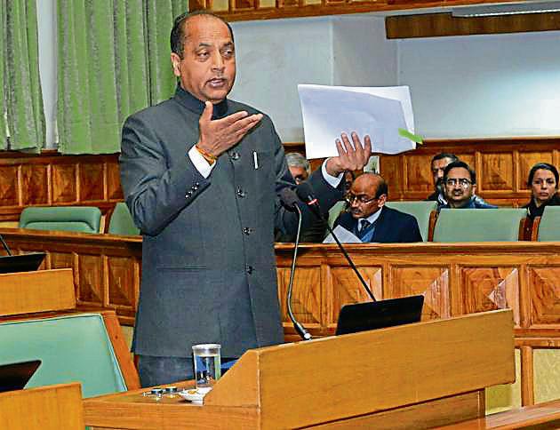 Chief minister Jai Ram Thakur during the assembly session at the Vidhan Sabha in Shimla on Wednesday. (HT Photo) Chief minister Jai Ram Thakur during the assembly session at the Vidhan Sabha in Shimla on Wednesday. (HT Photo)