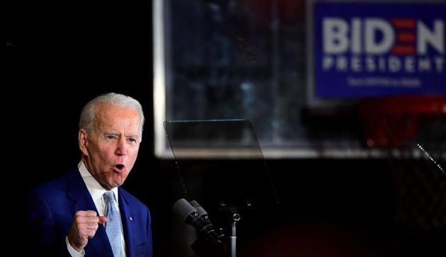Democratic presidential hopeful former Vice President Joe Biden speaks during a Super Tuesday event in Los Angeles on March 3, 2020.(AFP)