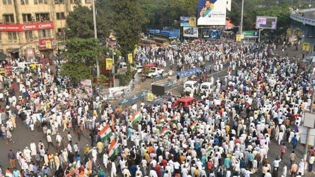 A protest rally against the CAA held at Park Circus crossing in Kolkata last week. (Image used for representation).(SAMIR JANA/HT PHOTO.)