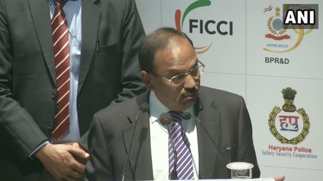 NSA Ajit Doval also called for a change in society’s attitude but asked the police to take the lead. (ANI/Twitter) NSA Ajit Doval also called for a change in society’s attitude but asked the police to take the lead. (ANI/Twitter)