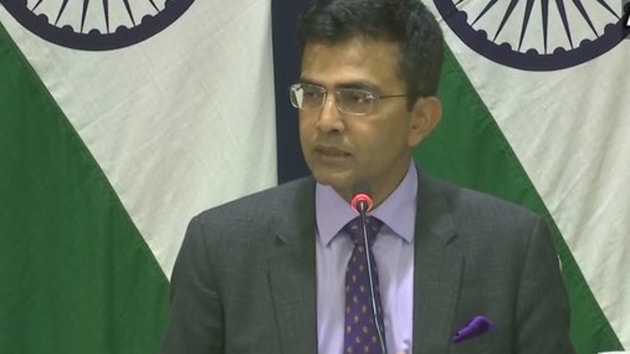 MEA spokesperson Raveesh Kumar briefed the media about India’s reaction to the seizure of dual-use equipment from a Chinese vessel.(ANI / Twitter)