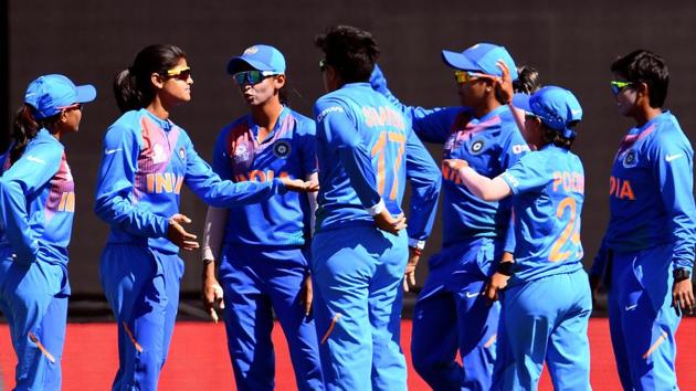File image of players of Indian cricket team celebrating after the fall of a wicket. (T20 WC/ Twitter) File image of players of Indian cricket team celebrating after the fall of a wicket. (T20 WC/ Twitter)