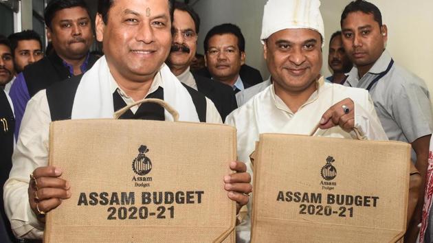 Assam Chief Minister Sarbananda Sonowal (L) and Finance Minister Himanta Biswa Sarma arrive at the Assam Legislative Assembly to present the State Budget 2020-21, in Guwahati. (PTI) Assam Chief Minister Sarbananda Sonowal (L) and Finance Minister Himanta Biswa Sarma arrive at the Assam Legislative Assembly to present the State Budget 2020-21, in Guwahati. (PTI)