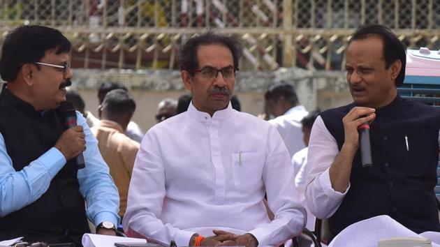 Maharashtra CM Uddhav Thackeray , DY CM Ajit Pawar and Shambhuraj Desai speak to the media after presenting the Maharashtra budget. (Anshuman Poyrekar/HT Photo) Maharashtra CM Uddhav Thackeray , DY CM Ajit Pawar and Shambhuraj Desai speak to the media after presenting the Maharashtra budget. (Anshuman Poyrekar/HT Photo)