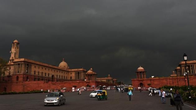 Clouds hover above Rashtrapati Bhavan after the rain, at Vijay Chowk in New Delhi. “This is the second Western Disturbance (WD) that hit Delhi and its neighbouring regions in March. The activity was a result of an induced cyclonic circulation in West Rajasthan combined with the WD, which hit all of northwestern India. Gusty winds at a speed of 50 kmph blew across Delhi,” said Kuldeep Srivastava, head of IMD’s regional weather forecasting centre (RWFC). (Arvind Yadav / HT Photo) Clouds hover above Rashtrapati Bhavan after the rain, at Vijay Chowk in New Delhi. “This is the second Western Disturbance (WD) that hit Delhi and its neighbouring regions in March. The activity was a result of an induced cyclonic circulation in West Rajasthan combined with the WD, which hit all of northwestern India. Gusty winds at a speed of 50 kmph blew across Delhi,” said Kuldeep Srivastava, head of IMD’s regional weather forecasting centre (RWFC). (Arvind Yadav / HT Photo)