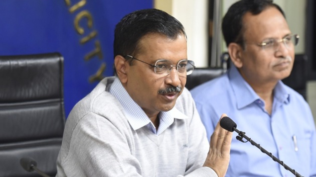 Delhi CM Arvind Kejriwal addressed a press conference on the coronavirus cases in national capital and the measures taken by the government to tackle the outbreak, March 8, 2020. (Arvind Yadav / HT Photo) Delhi CM Arvind Kejriwal addressed a press conference on the coronavirus cases in national capital and the measures taken by the government to tackle the outbreak, March 8, 2020. (Arvind Yadav / HT Photo)