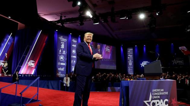 US President Donald Trump arrives at the Conservative Political Action Conference (CPAC) annual meeting at National Harbor in Oxon Hill, Maryland. (REUTERS) US President Donald Trump arrives at the Conservative Political Action Conference (CPAC) annual meeting at National Harbor in Oxon Hill, Maryland. (REUTERS)