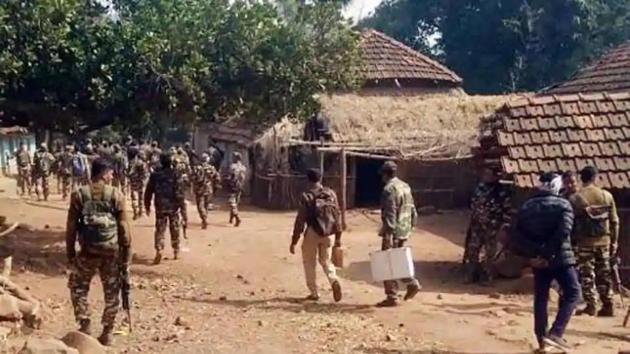 Security personnel at one of the villages in Maoist-affected area of Chhattisgarh. (Representative image/HT Photo) Security personnel at one of the villages in Maoist-affected area of Chhattisgarh. (Representative image/HT Photo)