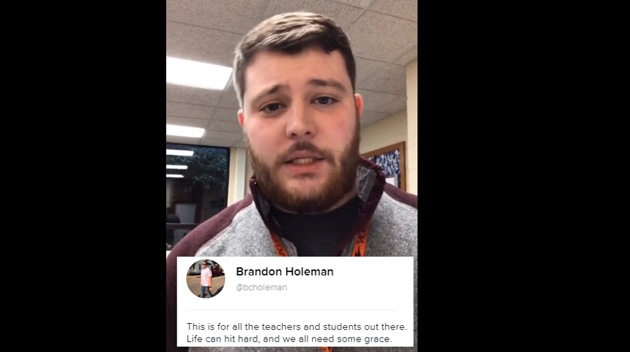 Brandon Holeman, 26, teaches eighth-grade in Henderson, Kentucky. (TikTok/@bcholeman) Brandon Holeman, 26, teaches eighth-grade in Henderson, Kentucky. (TikTok/@bcholeman)