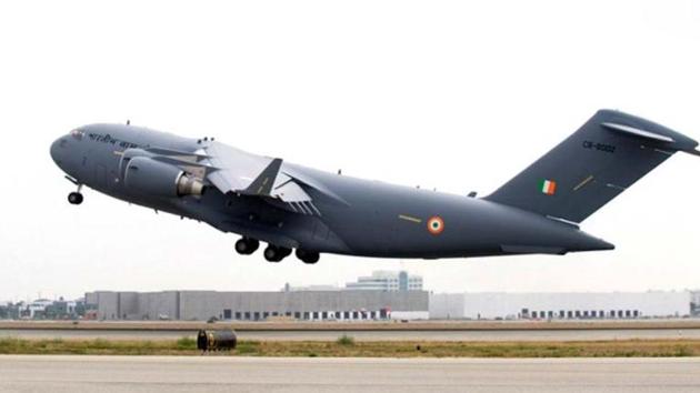 The C-17 Globemaster III transport aircraft which will be sent by the Indian Air Force to bring Indians back amid coronavirus scare.(AFP Photo)