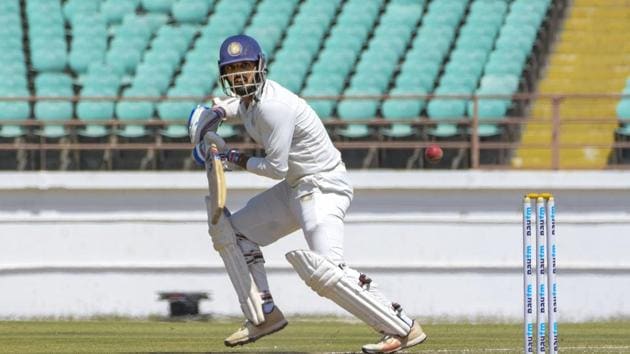 Rajkot: Saurashtra batsman Arpit Vasavada plays a shot during Ranji Trophy final match against team Bengal, in Rajkot, Monday, March 9, 2020.(PTI09-03-2020_000140B)(PTI)