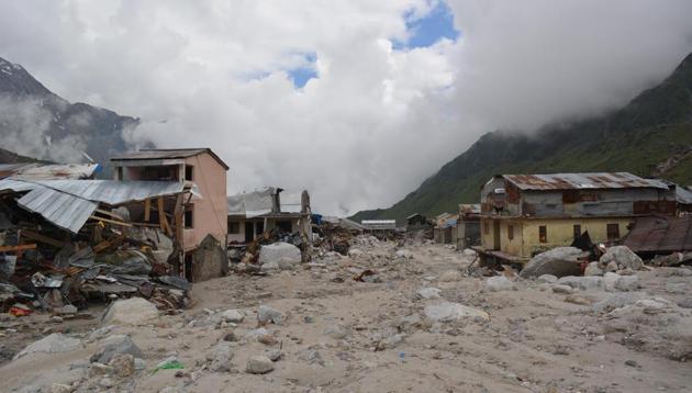 A view of devastated area of Kedarnath(HT file photo)