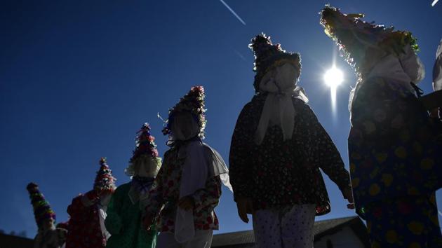 People participate in an ancient rural carnival in Lantz village. (Alvaro Barrientos / AP) People participate in an ancient rural carnival in Lantz village. (Alvaro Barrientos / AP)